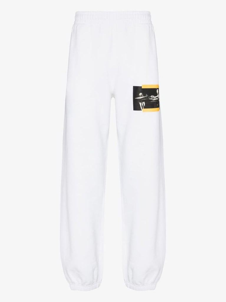 White Caravaggio Painting Cotton Track Pants