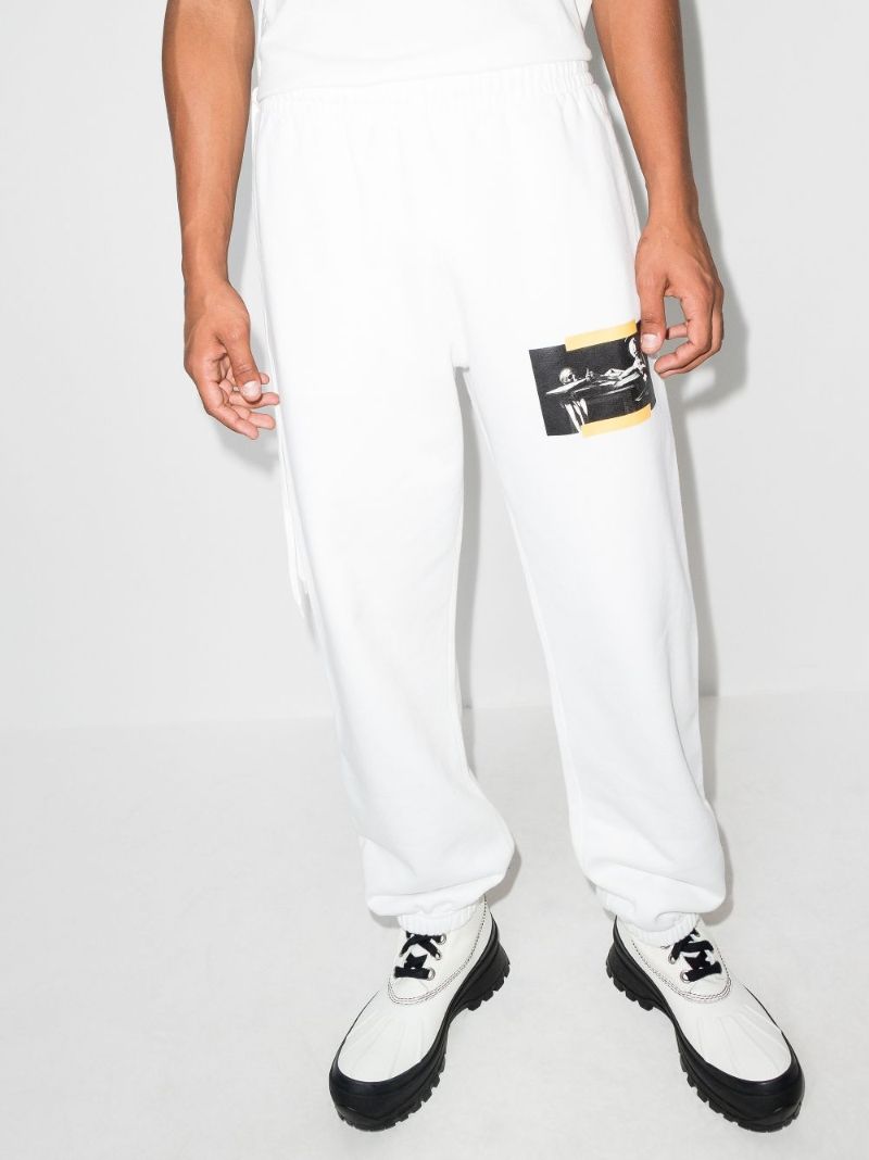 White Caravaggio Painting Cotton Track Pants