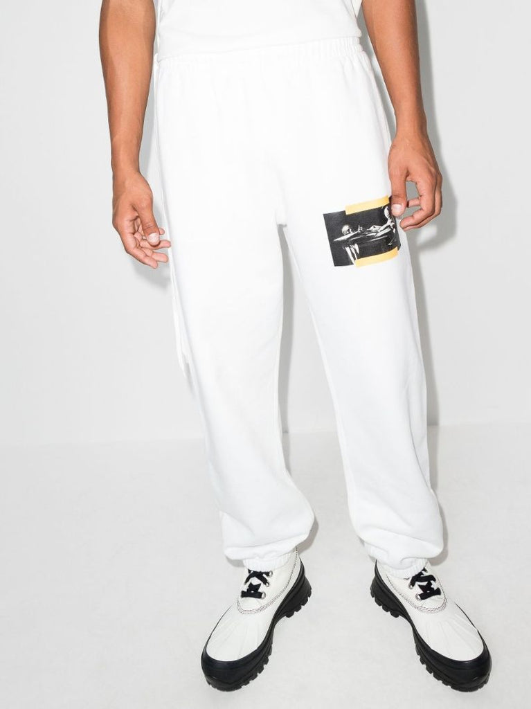 White Caravaggio Painting Cotton Track Pants