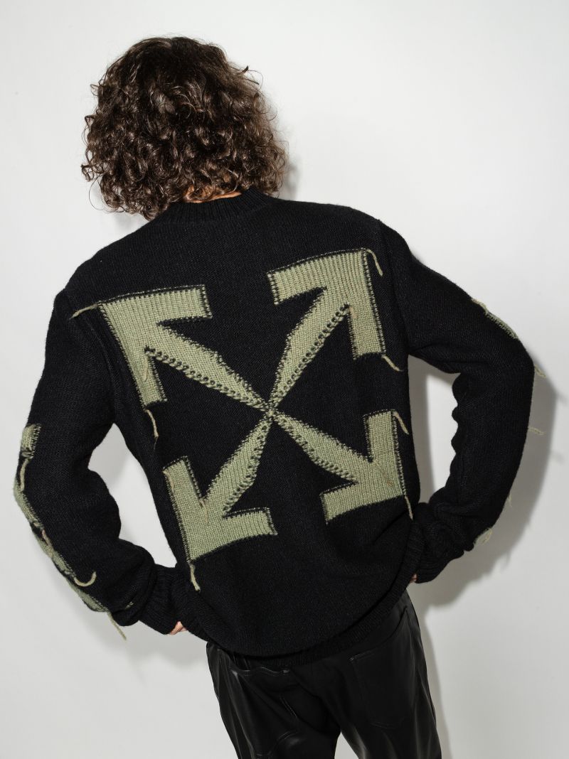 Intarsia Logo Crew Neck Sweater