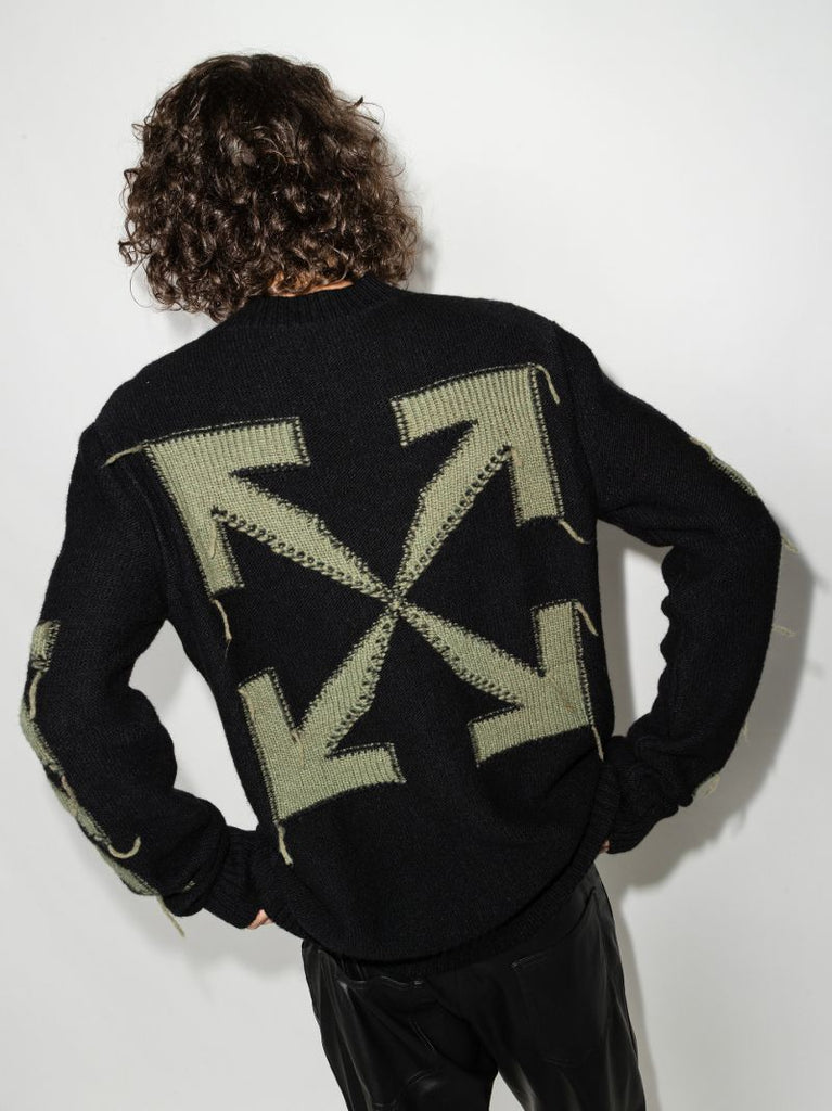 Intarsia Logo Crew Neck Sweater