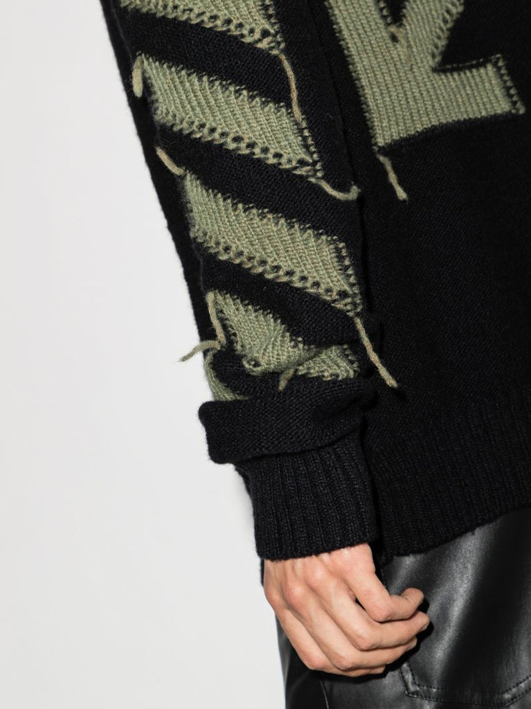 Intarsia Logo Crew Neck Sweater