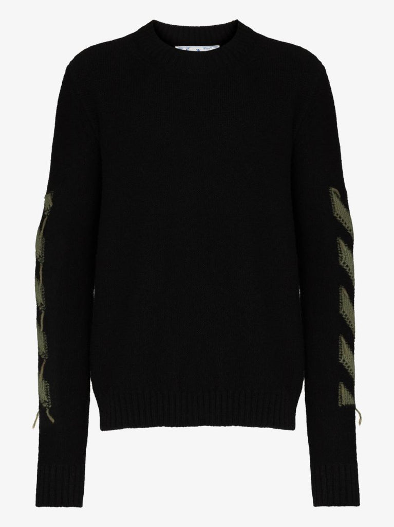 Intarsia Logo Crew Neck Sweater