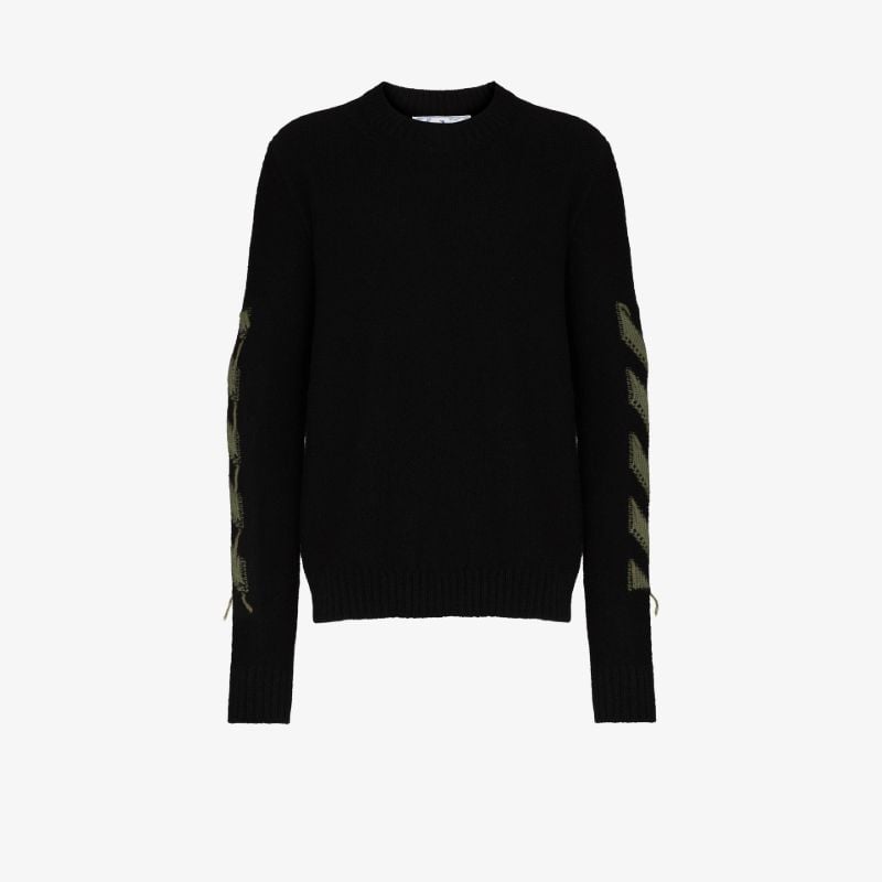 Intarsia Logo Crew Neck Sweater