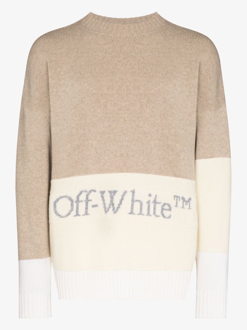 Neutral Colour Block Wool Sweater