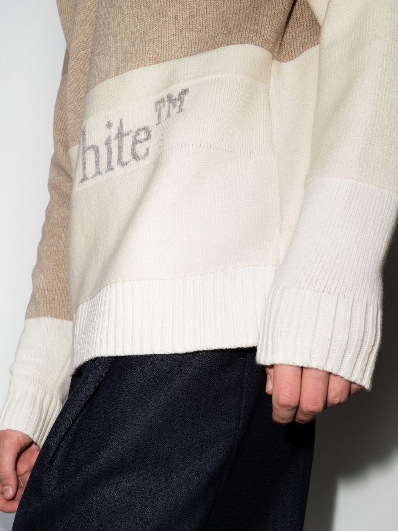 Neutral Colour Block Wool Sweater