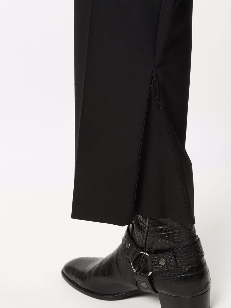 Black Tailored Straight-leg Trousers