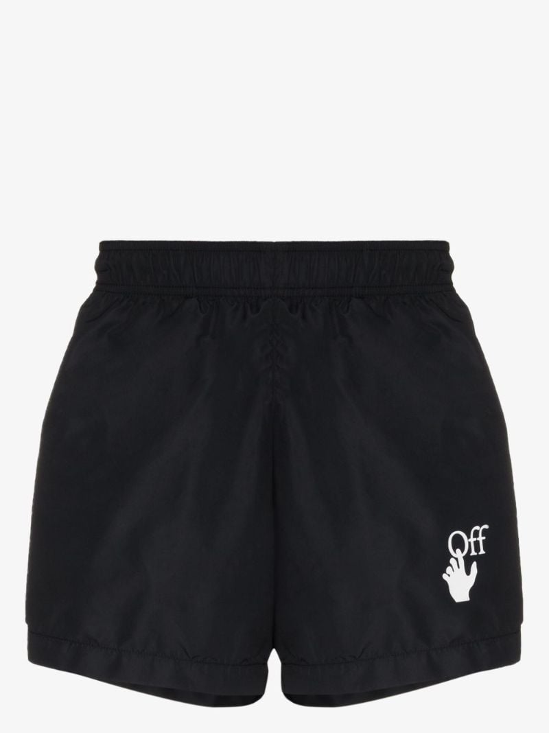 Hand Off Logo Print Swim Shorts