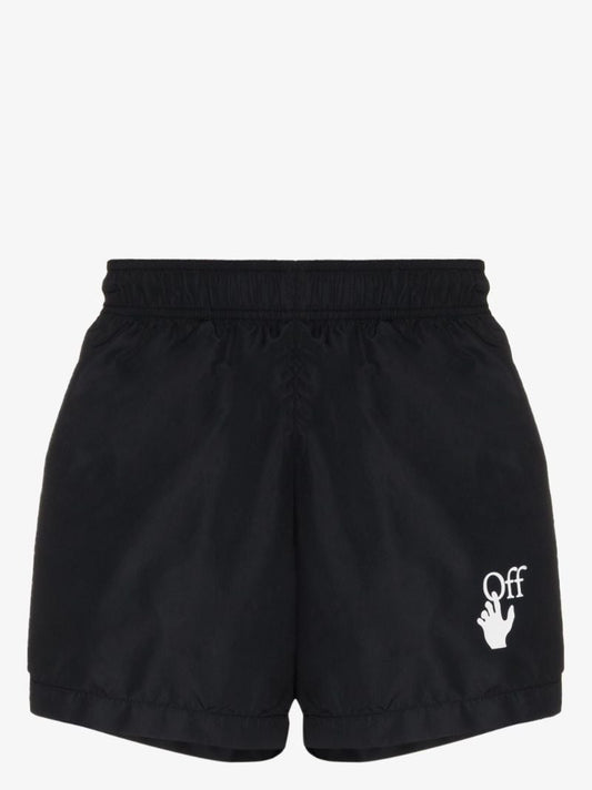 Hand Off Logo Print Swim Shorts