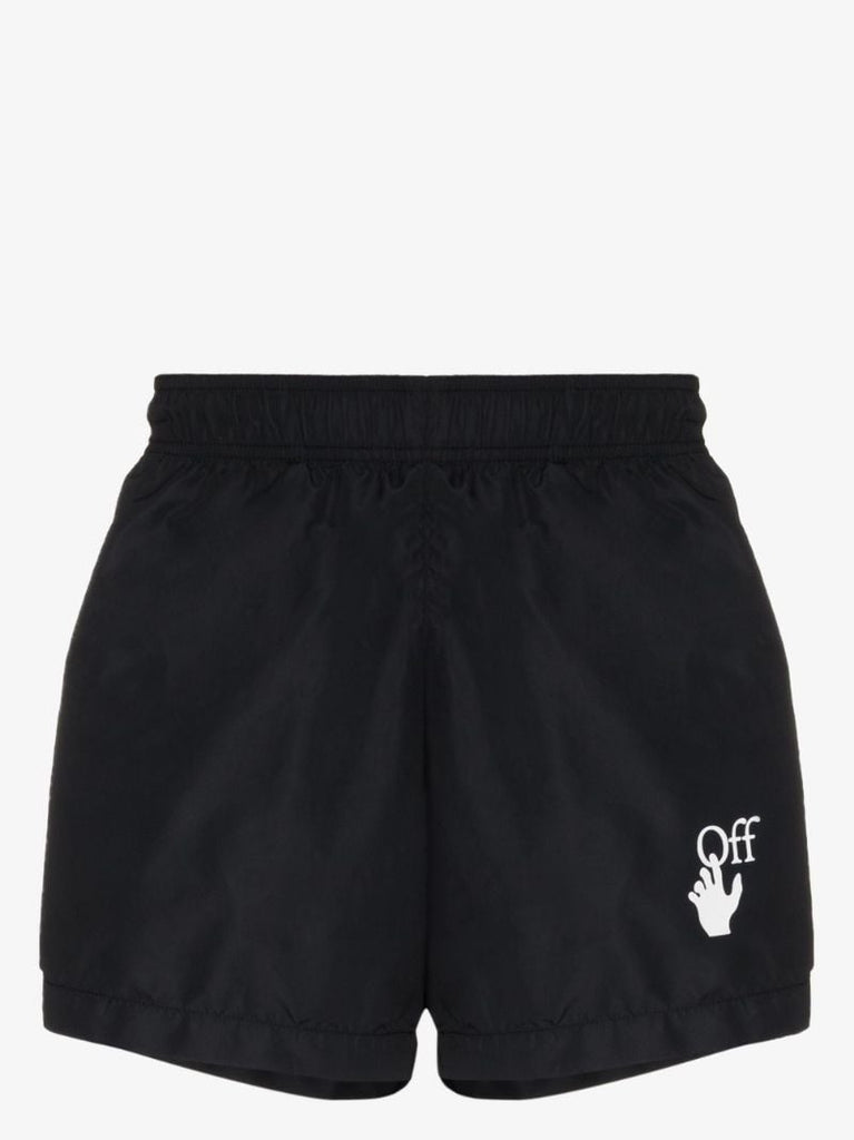 Hand Off Logo Print Swim Shorts