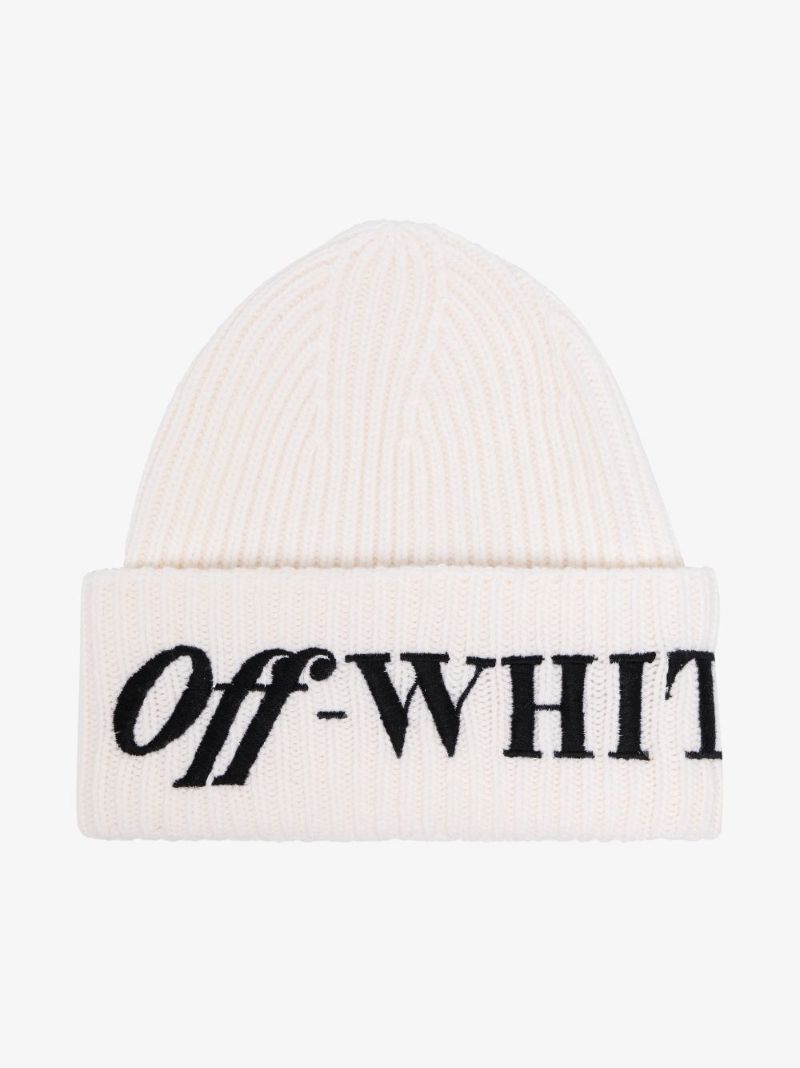 White Embroidered Beanie Hat