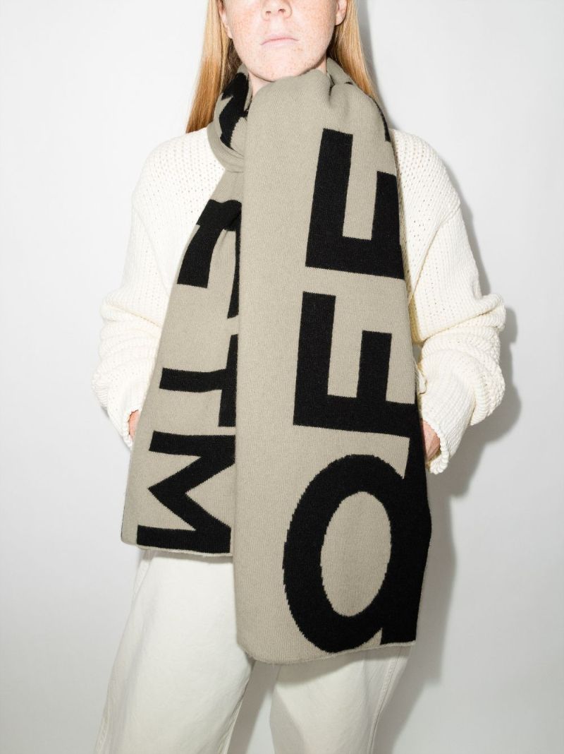 Grey Logo Wool Scarf