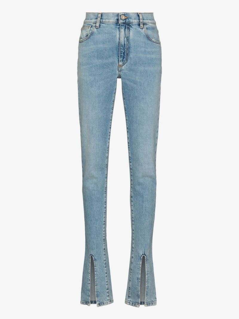 Slit-detail Straight-leg Jeans