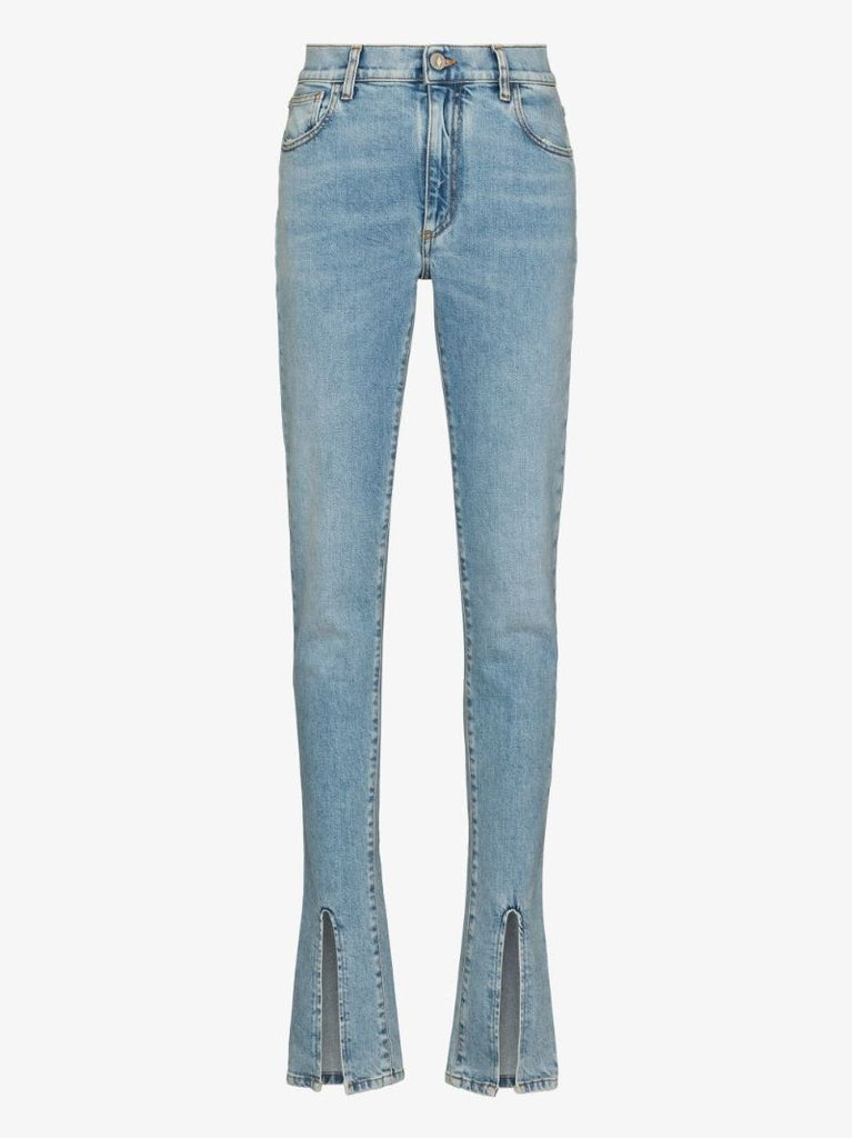 Slit-detail Straight-leg Jeans