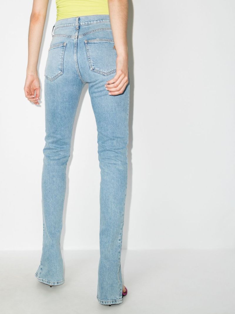 Slit-detail Straight-leg Jeans