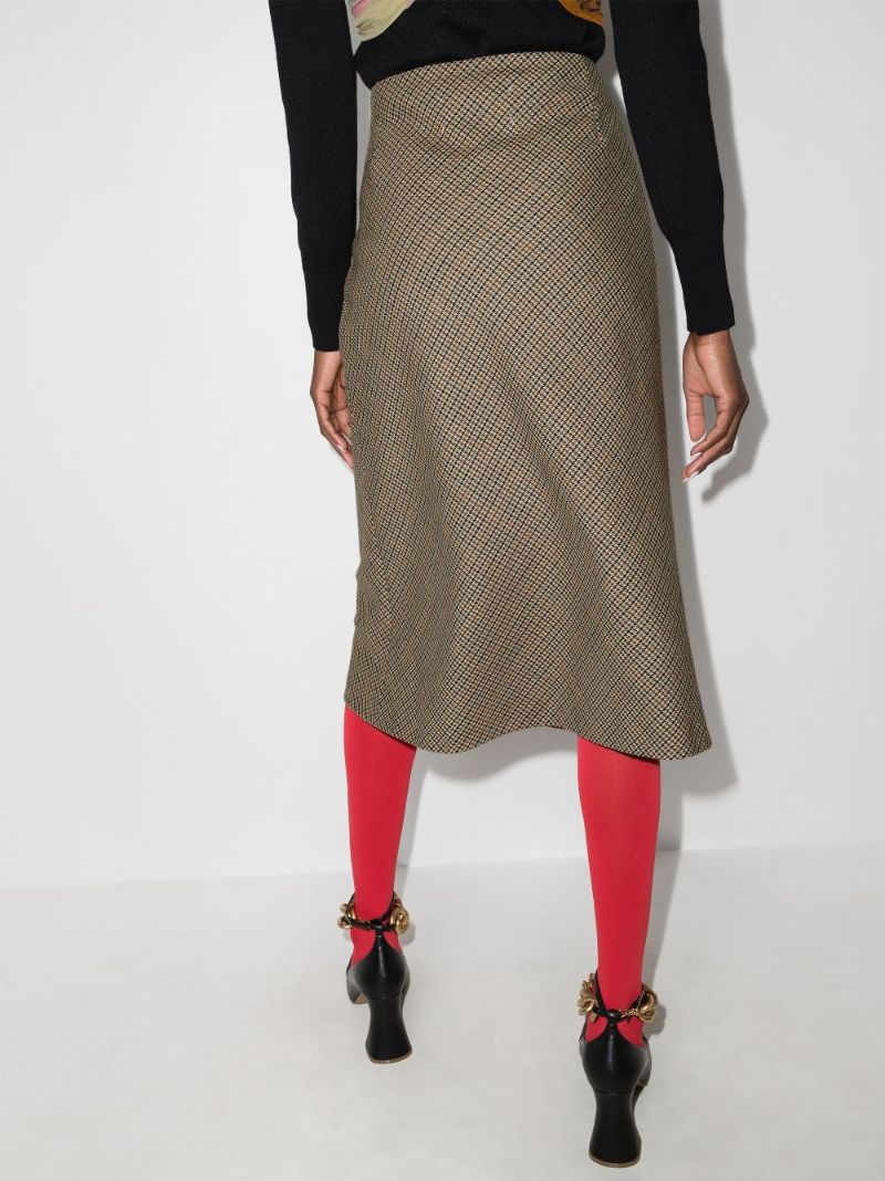 Checked Wool Midi Skirt