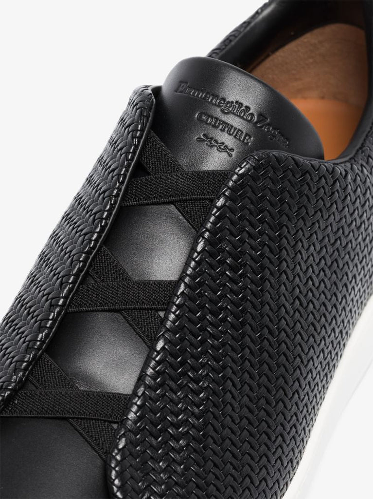 Black Pelletessuta Triple Stitch Sneakers