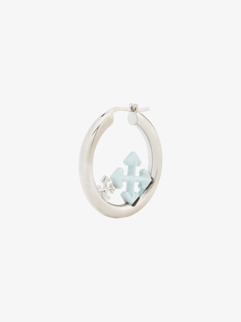 Silver Tone Arrows Hoop Earrings