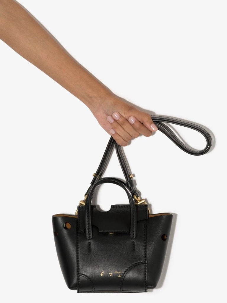 Black Burrow 16 Leather Top Handle Bag