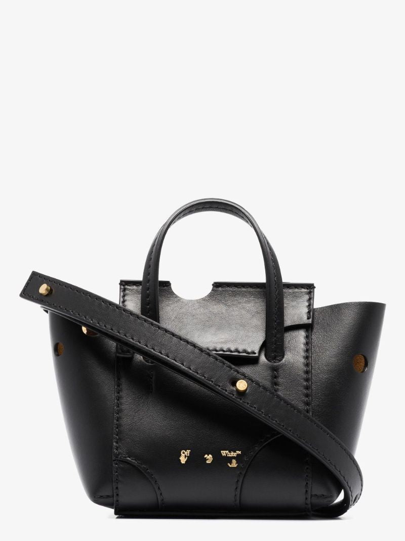 Black Burrow 16 Leather Top Handle Bag