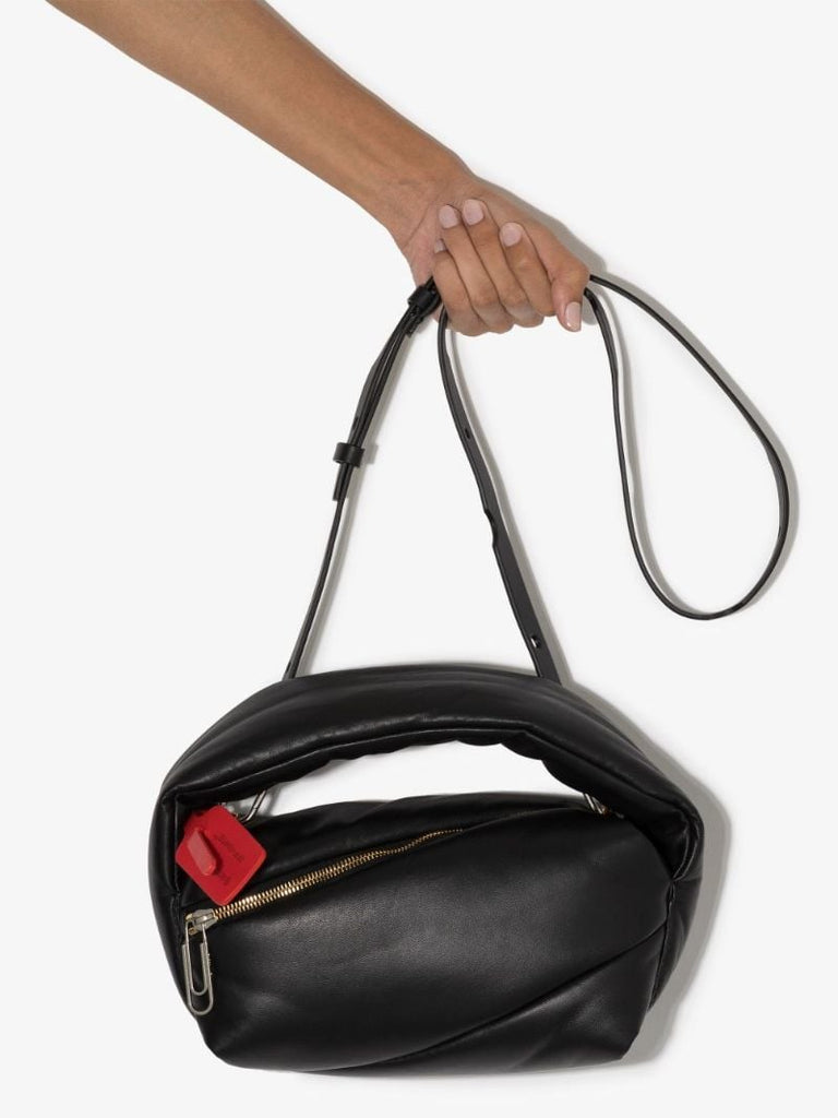 Black Pump Pouch Leather Top Handle Bag