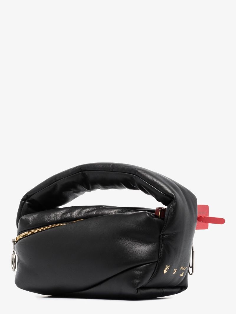 Black Pump Pouch Leather Top Handle Bag