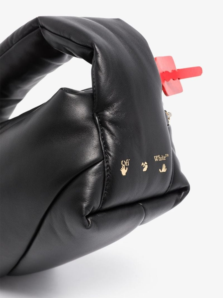 Black Pump Pouch Leather Top Handle Bag