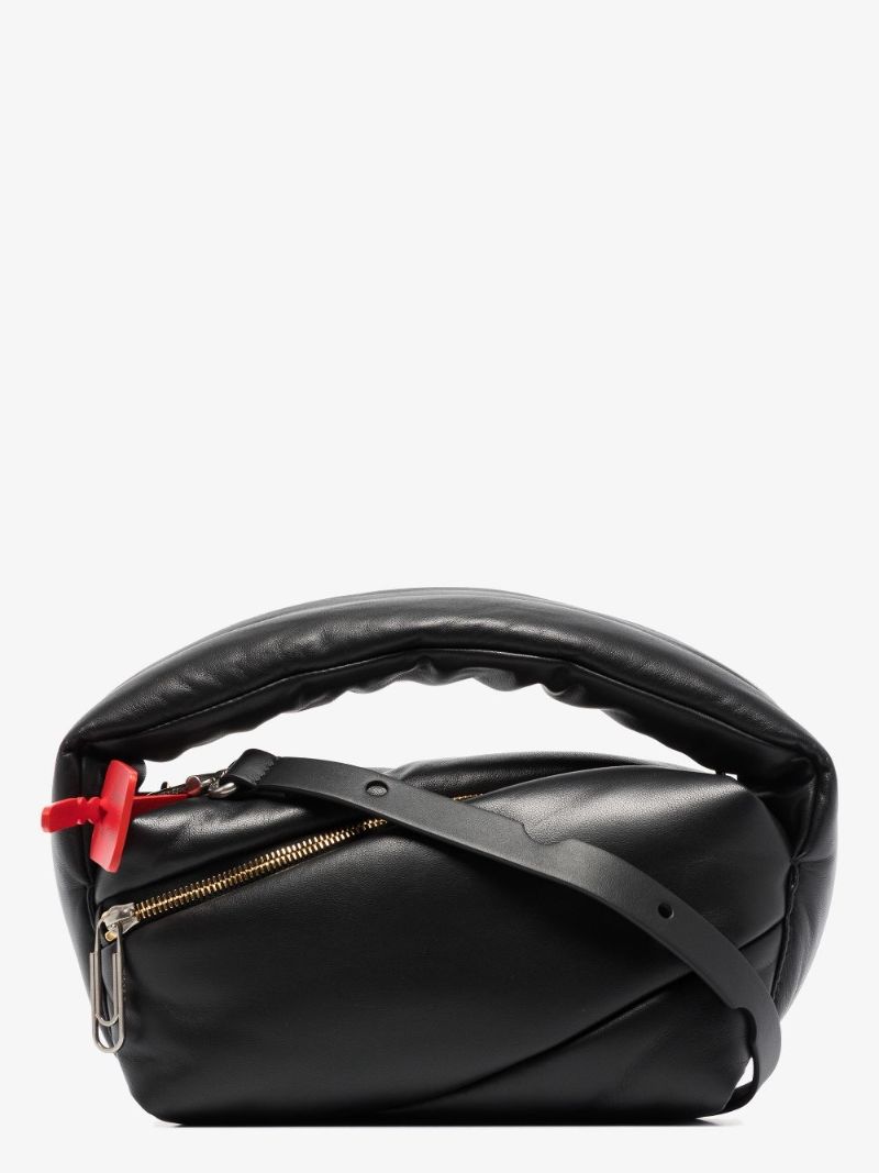 Black Pump Pouch Leather Top Handle Bag