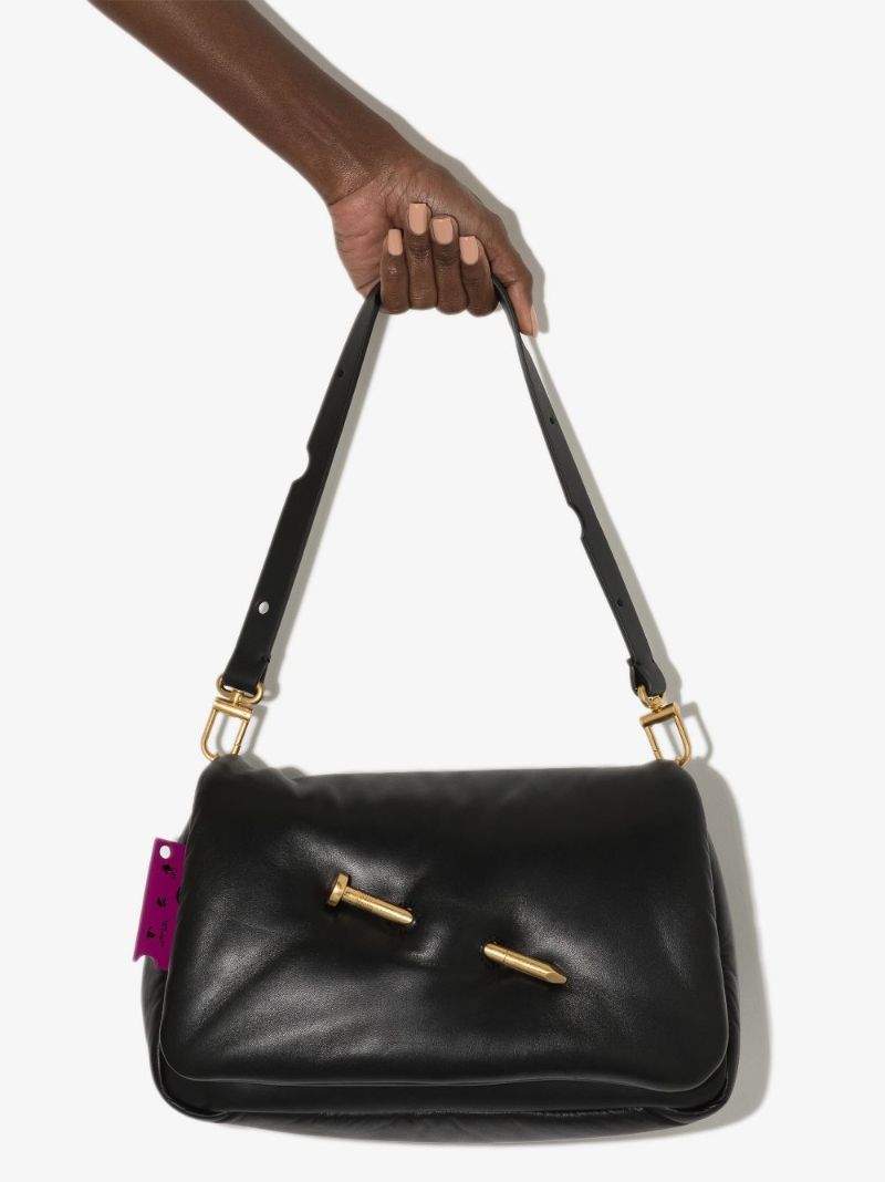 Black Nailed Slouchy 30 Leather Shoulder Bag