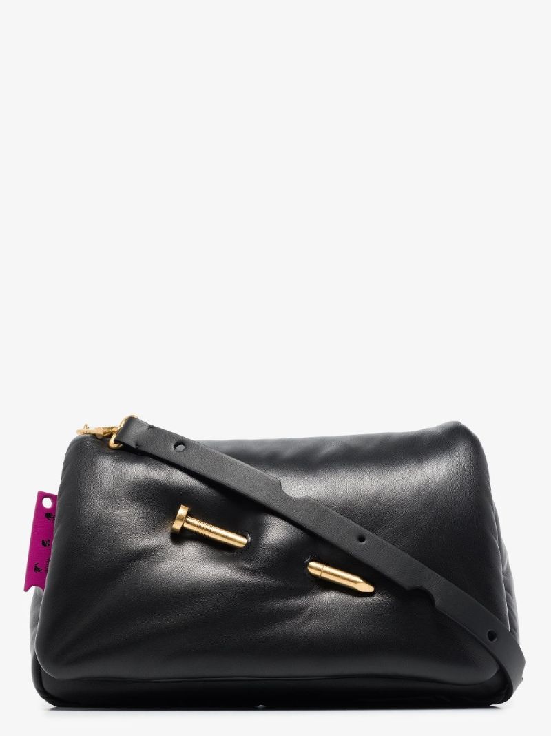 Black Nailed Slouchy 30 Leather Shoulder Bag