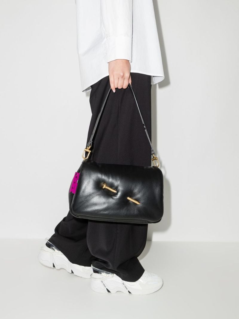 Black Nailed Slouchy 30 Leather Shoulder Bag