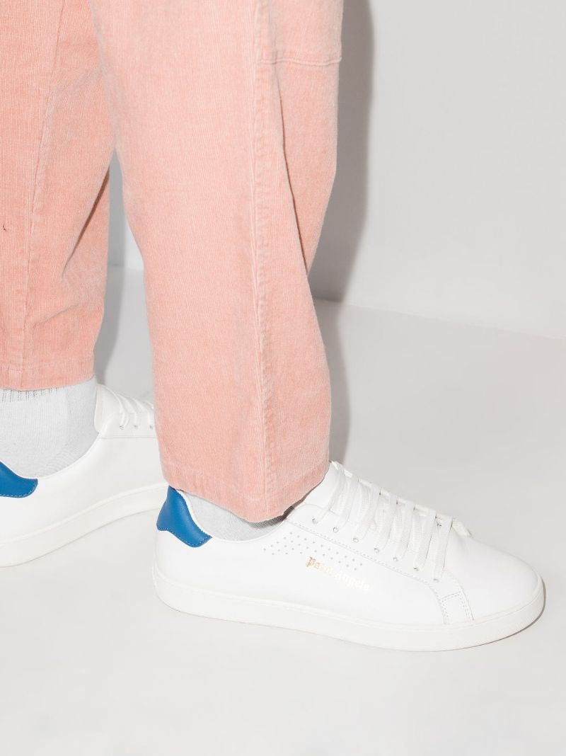White and Blue Palm One Sneakers