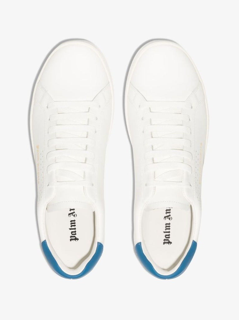 White and Blue Palm One Sneakers