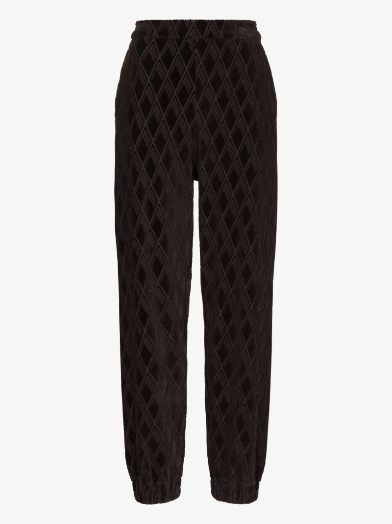 Peggy Monogram Velvet Track Pants