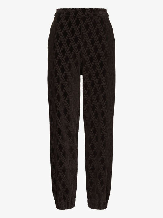 Peggy Monogram Velvet Track Pants