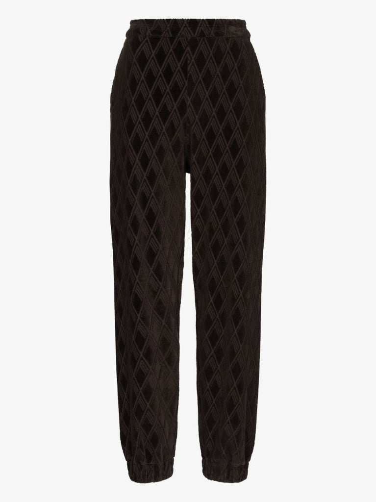 Peggy Monogram Velvet Track Pants