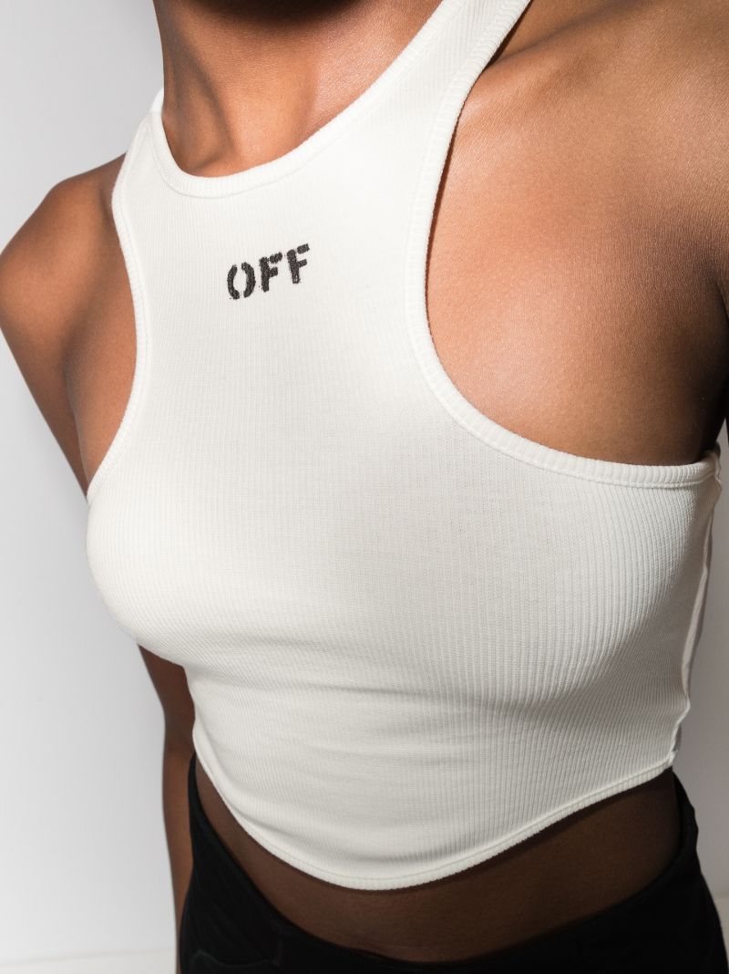 Neutral Logo Print Cropped Tank Top
