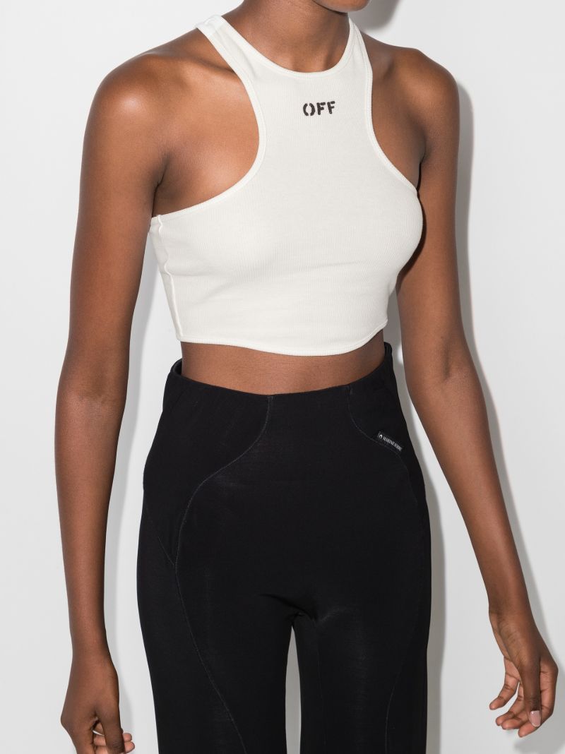 Neutral Logo Print Cropped Tank Top