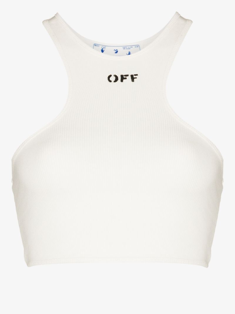Neutral Logo Print Cropped Tank Top