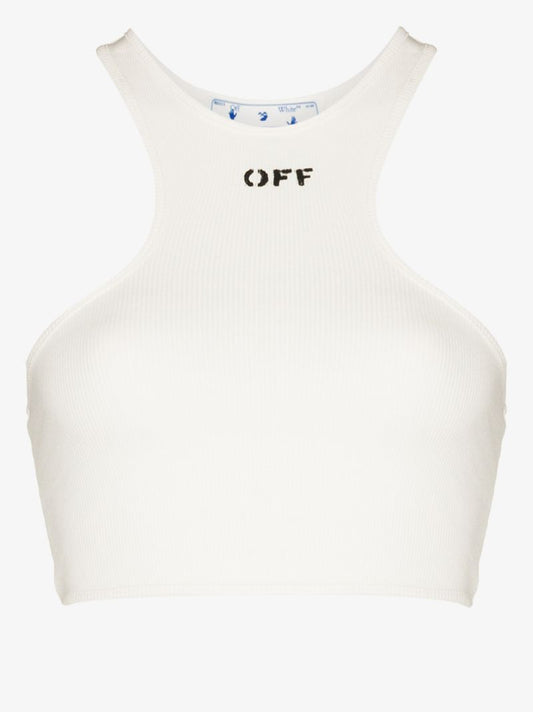 Neutral Logo Print Cropped Tank Top