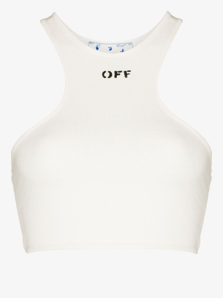 Neutral Logo Print Cropped Tank Top