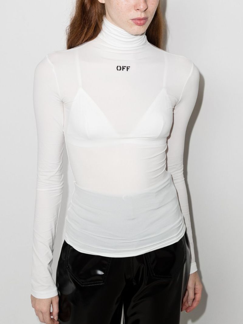 Logo Print Turtleneck Top