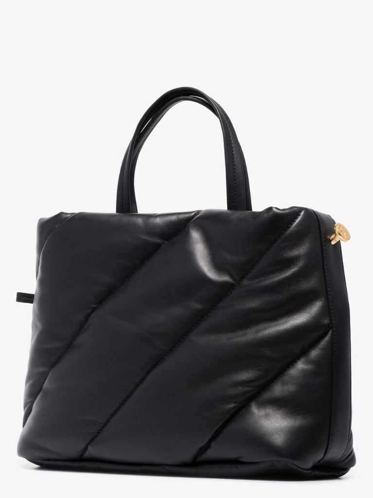 Black Padded Leather Tote Bag