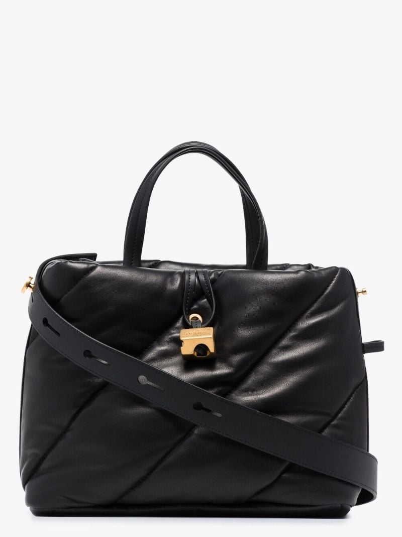 Black Padded Leather Tote Bag