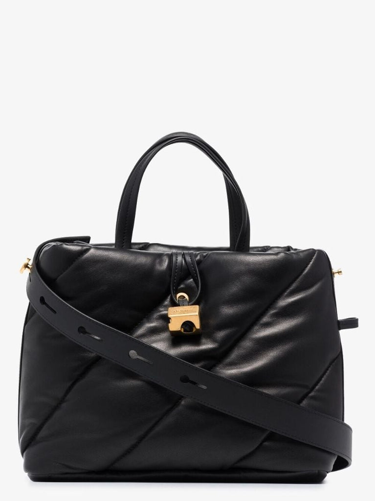 Black Padded Leather Tote Bag
