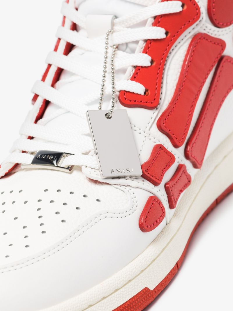 White and Red Skel-top Hi Leather Sneakers