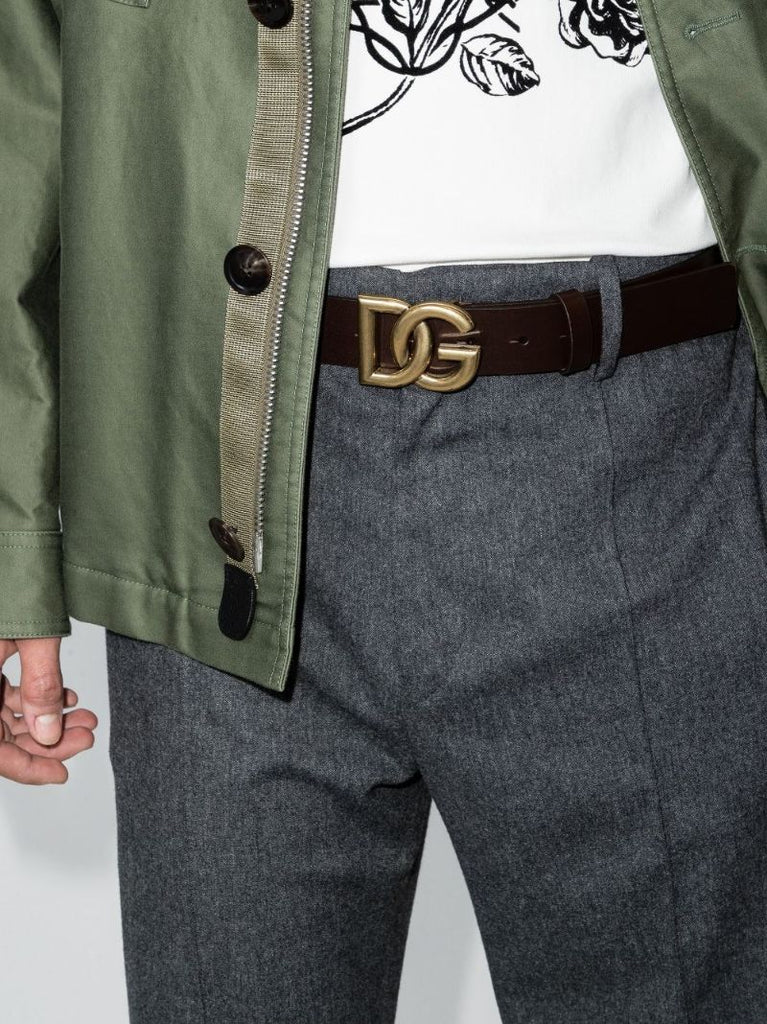 Black Interlock Logo Leather Belt