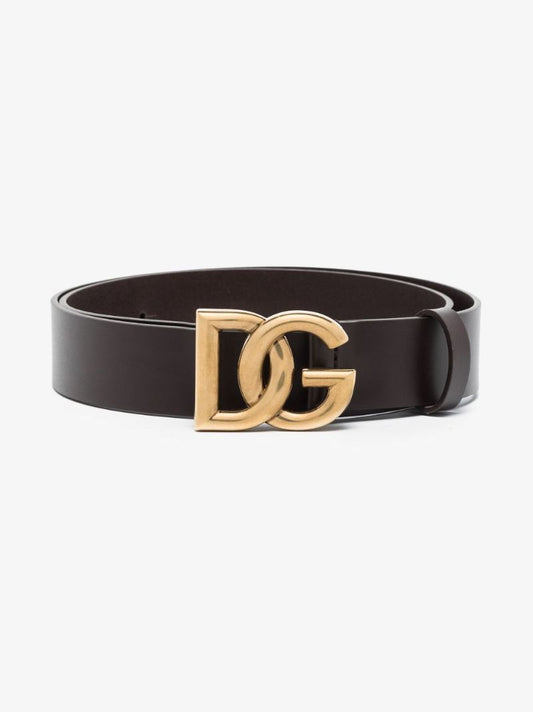Black Interlock Logo Leather Belt