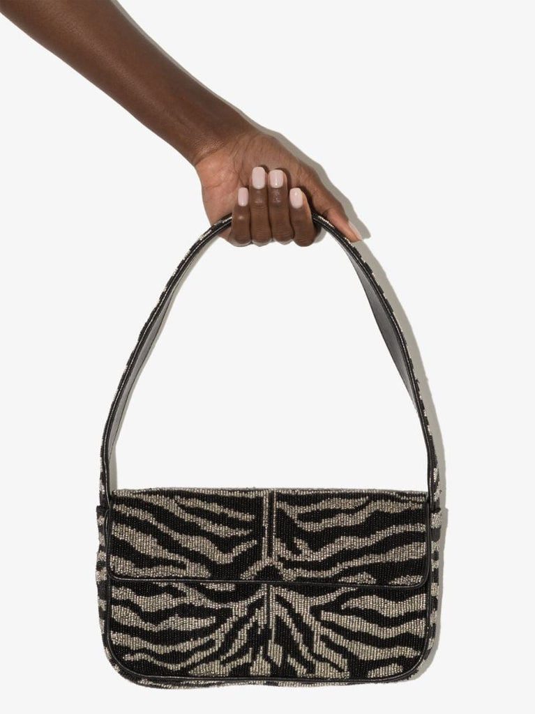 Black Tommy Beaded Shoulder Bag