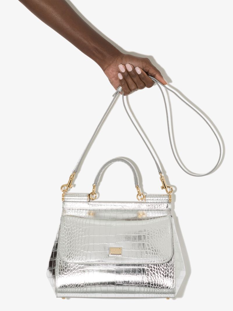 Silver Sicily Dauphine Leather Shoulder Bag